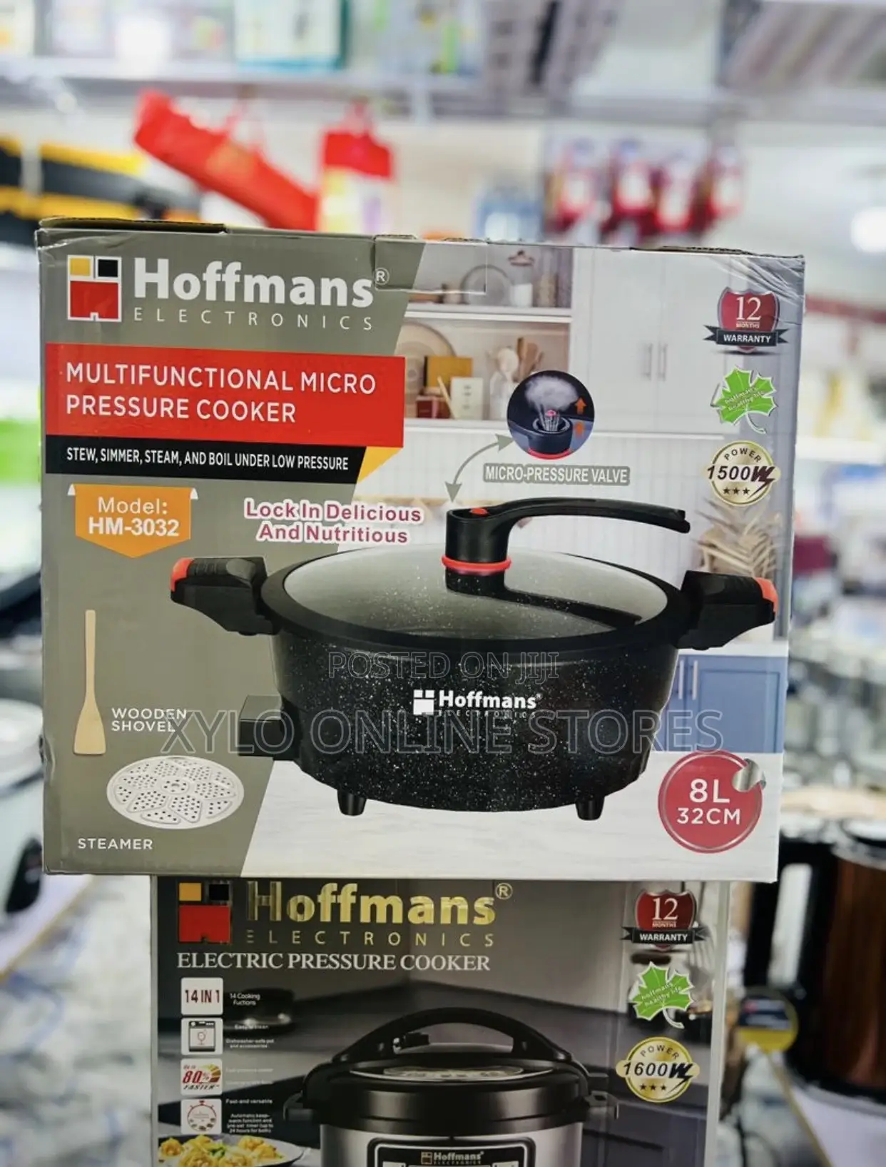 Hoffmans Non-Stick Electric Multifunctional Pressure Cooker 8l Black
