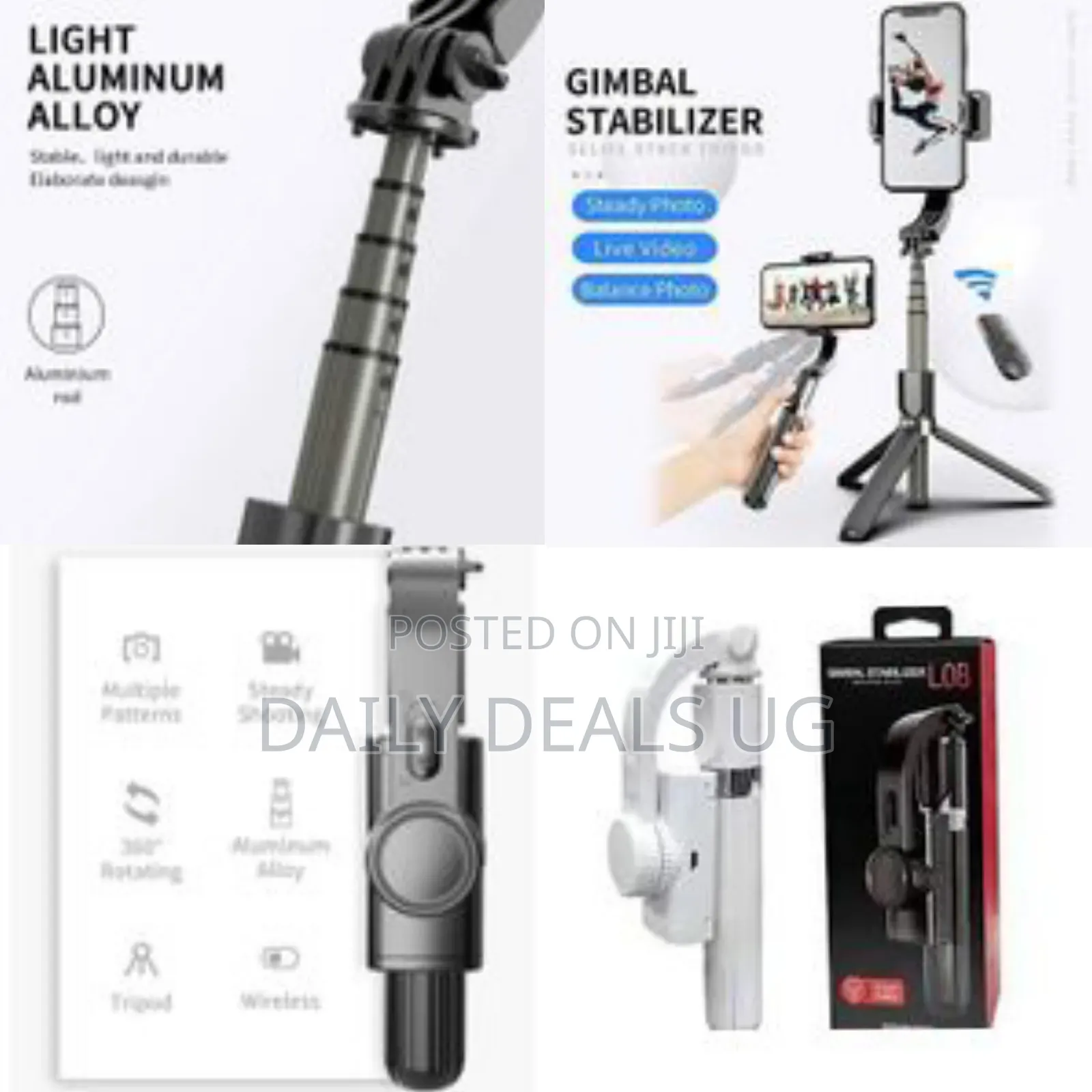 Gimbal Stabilizer Selfie Stick Tripod, L08 Anti-Shake Smart Selfie