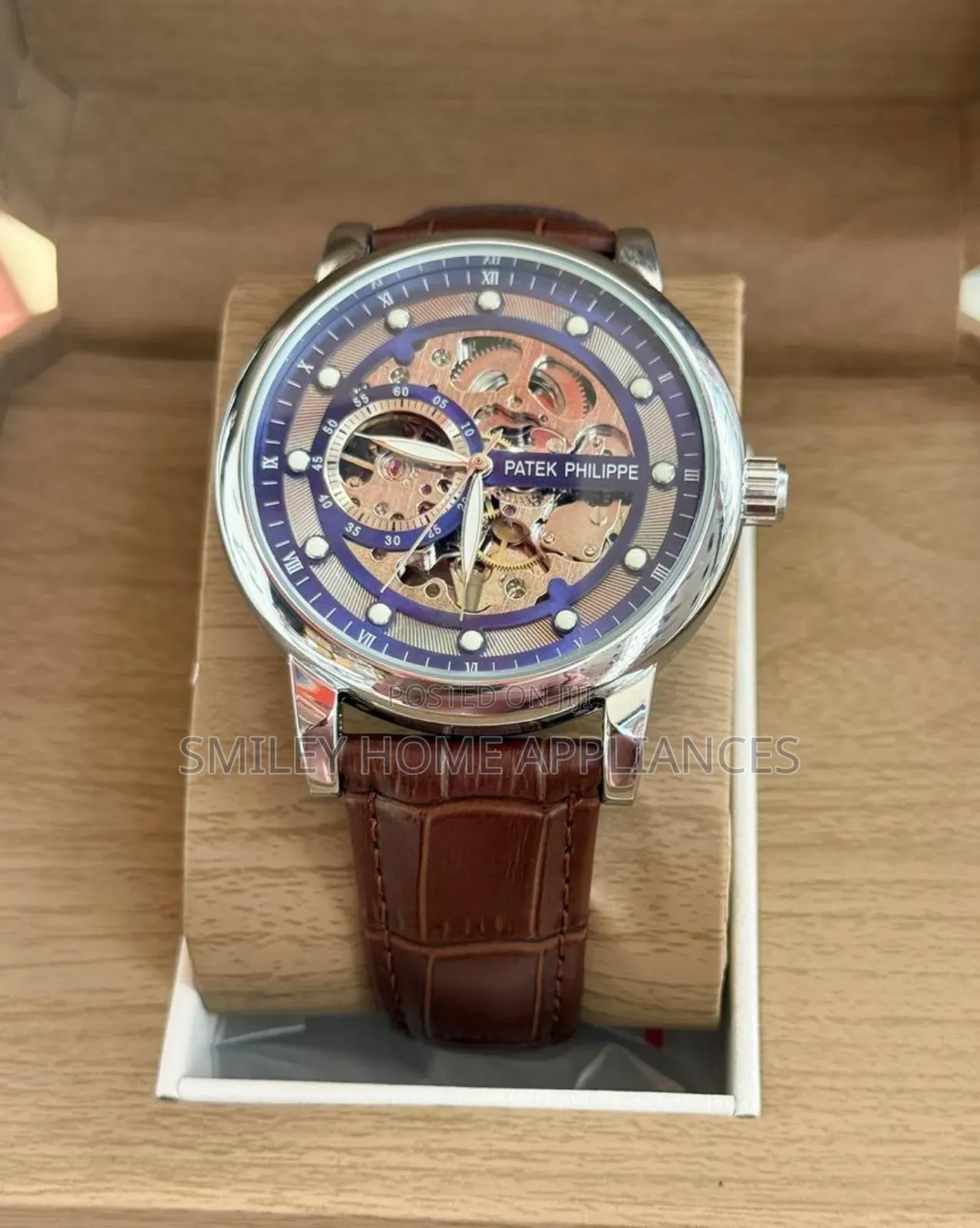Authentic Men's Patek Phillipe Wrist Mechanical Leather Strapped Watch