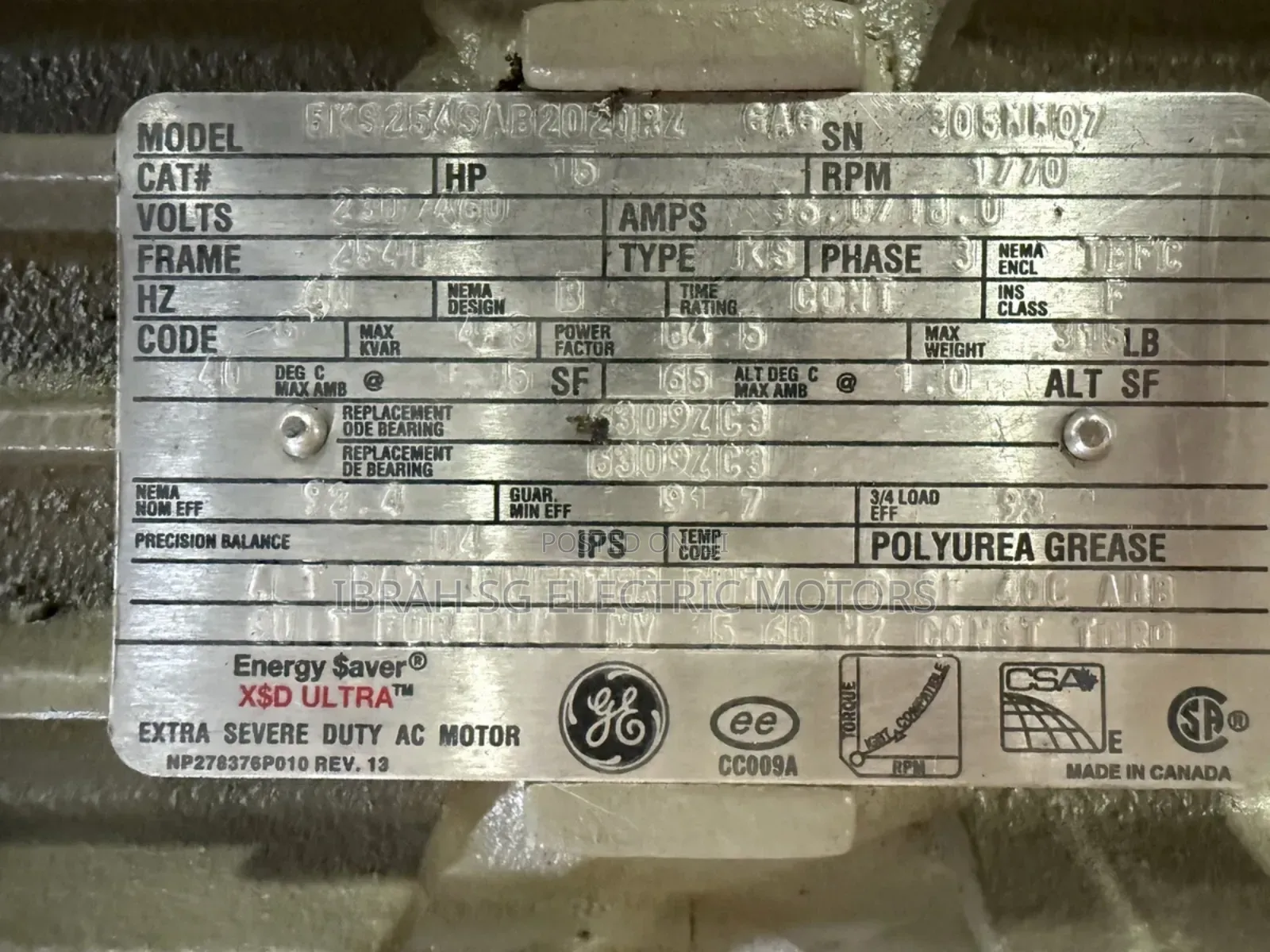 Three Phase 15hp Normal Speed Motor