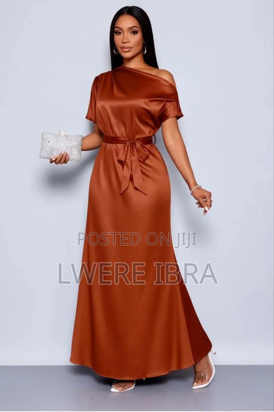 Burnt Orange Long Satin Dresses