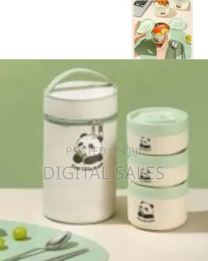 3 Piece Portable Thermal Lunch Box Kawaii Lunch Box, With Tableware