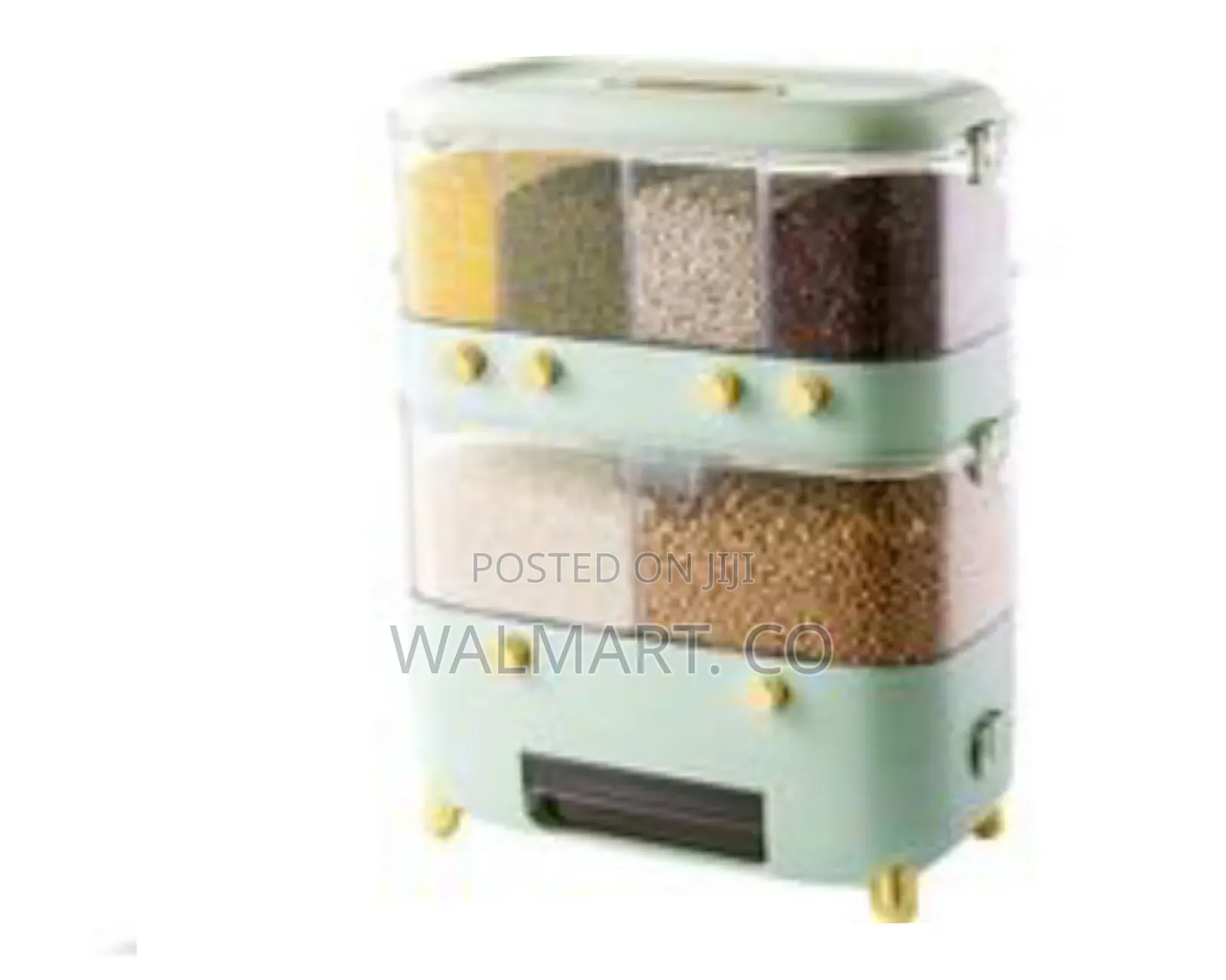 Rice Dispenser Wall Mounted 6 Grid Double Layer Dry Food Dispenser