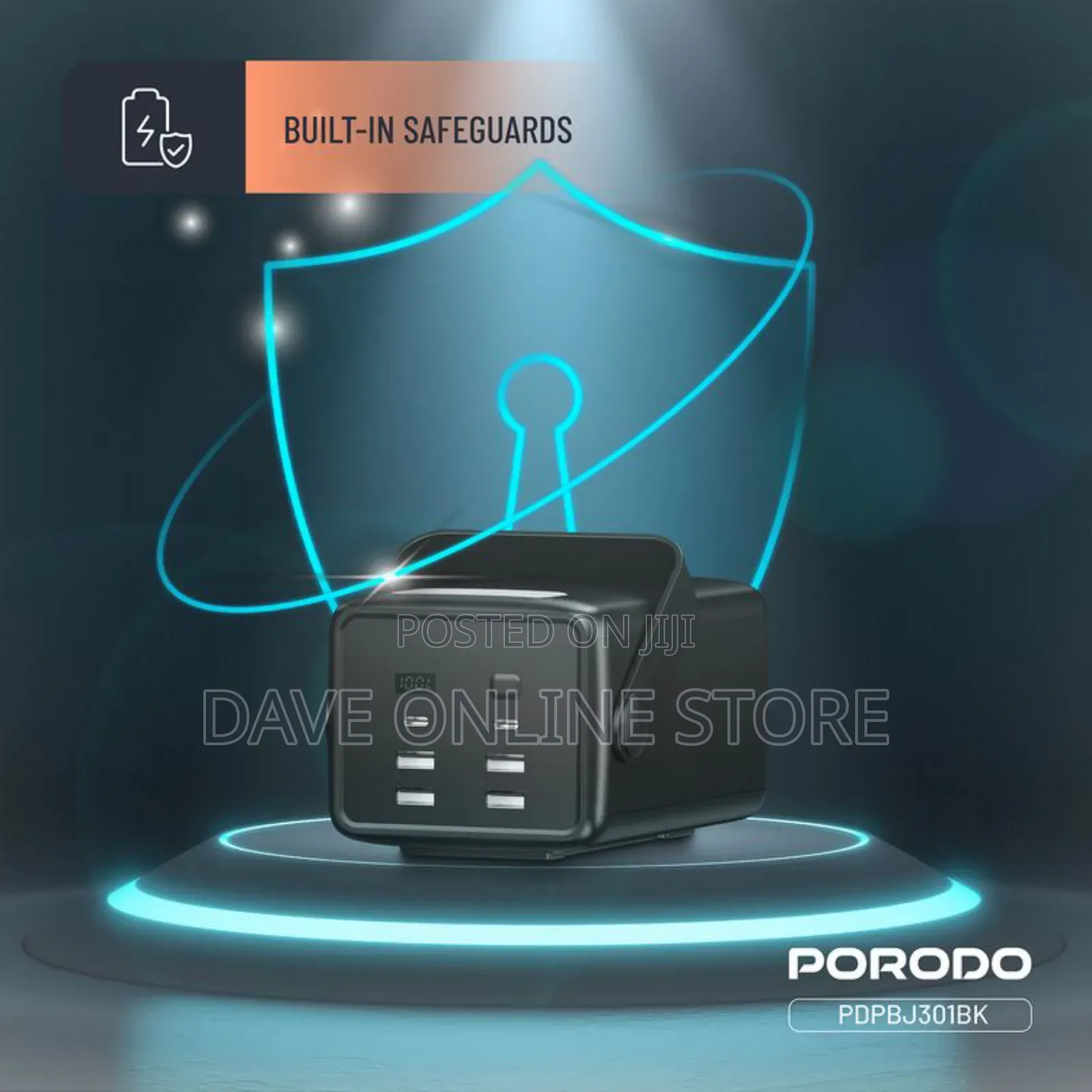 Porodo Lara 80000mah Power Bank With Flashlight,Portable Handle,Pd 20w