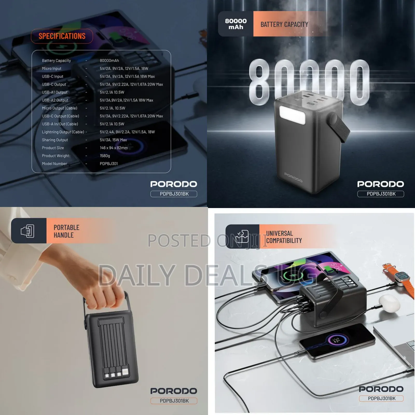 Porodo Lara 80000mah Power Bank