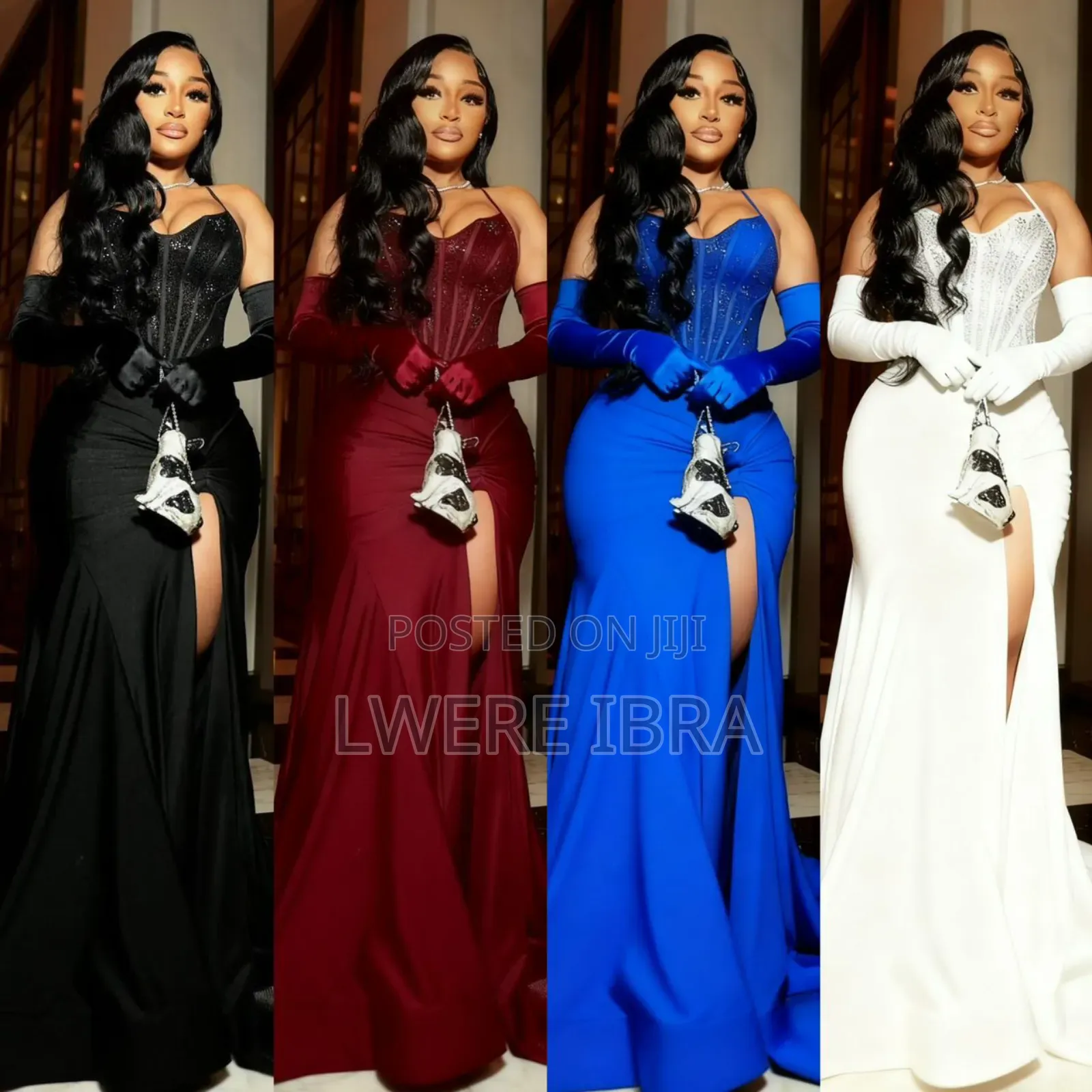 White Satin Party Dresses With Hand Gloves