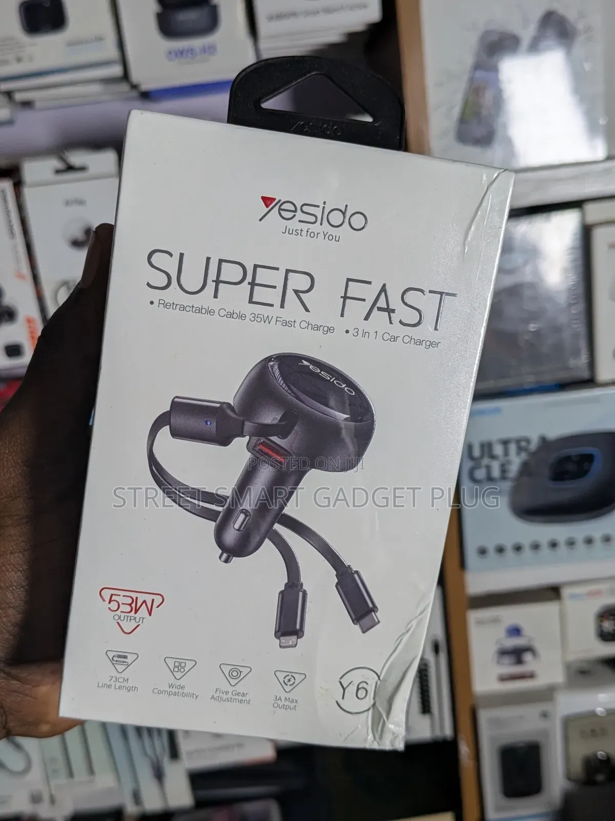 Yesido Super Car Charger 53watts Fast Charging