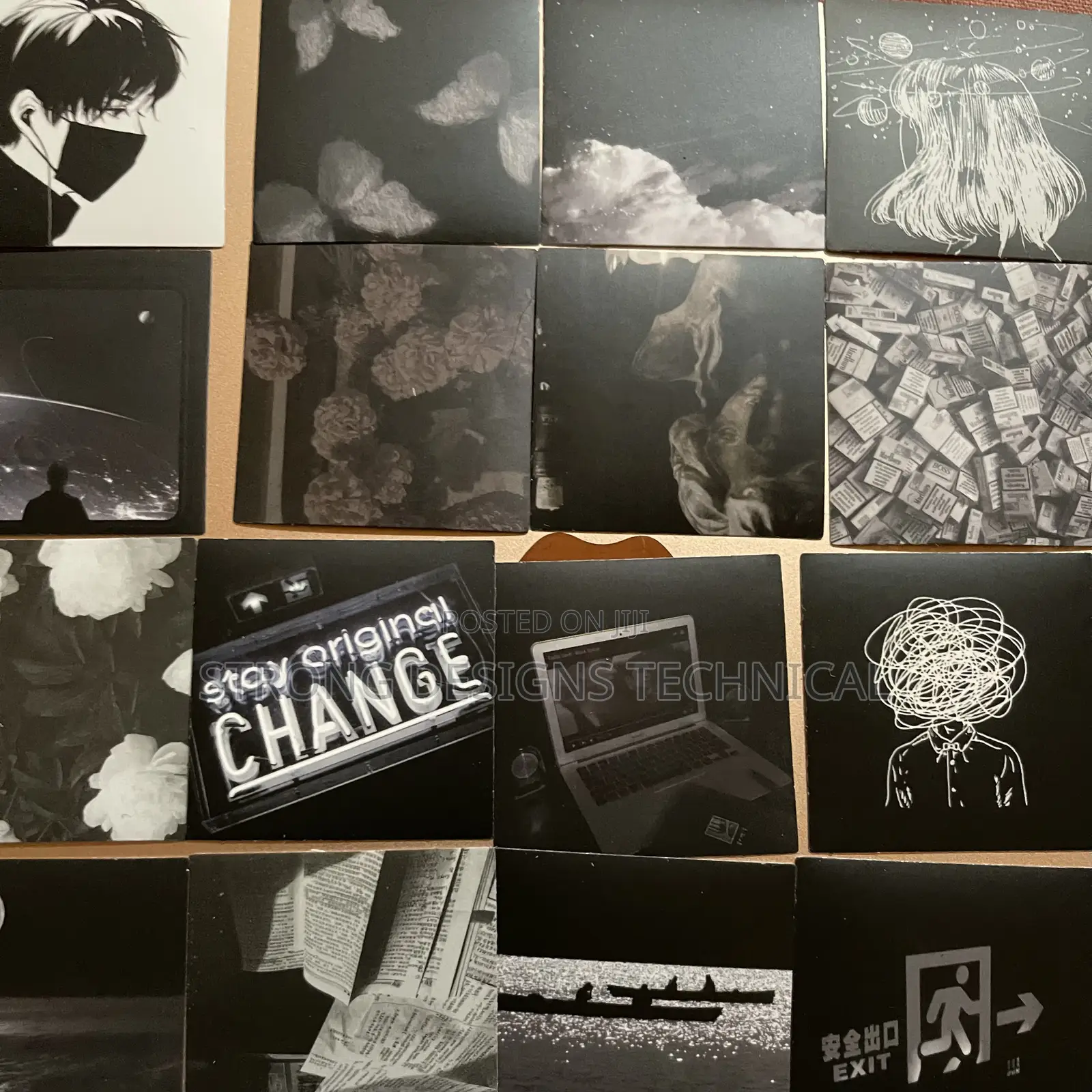 Black And White Dark Theme Stickers For Laptops/Phone Cases/ Books /