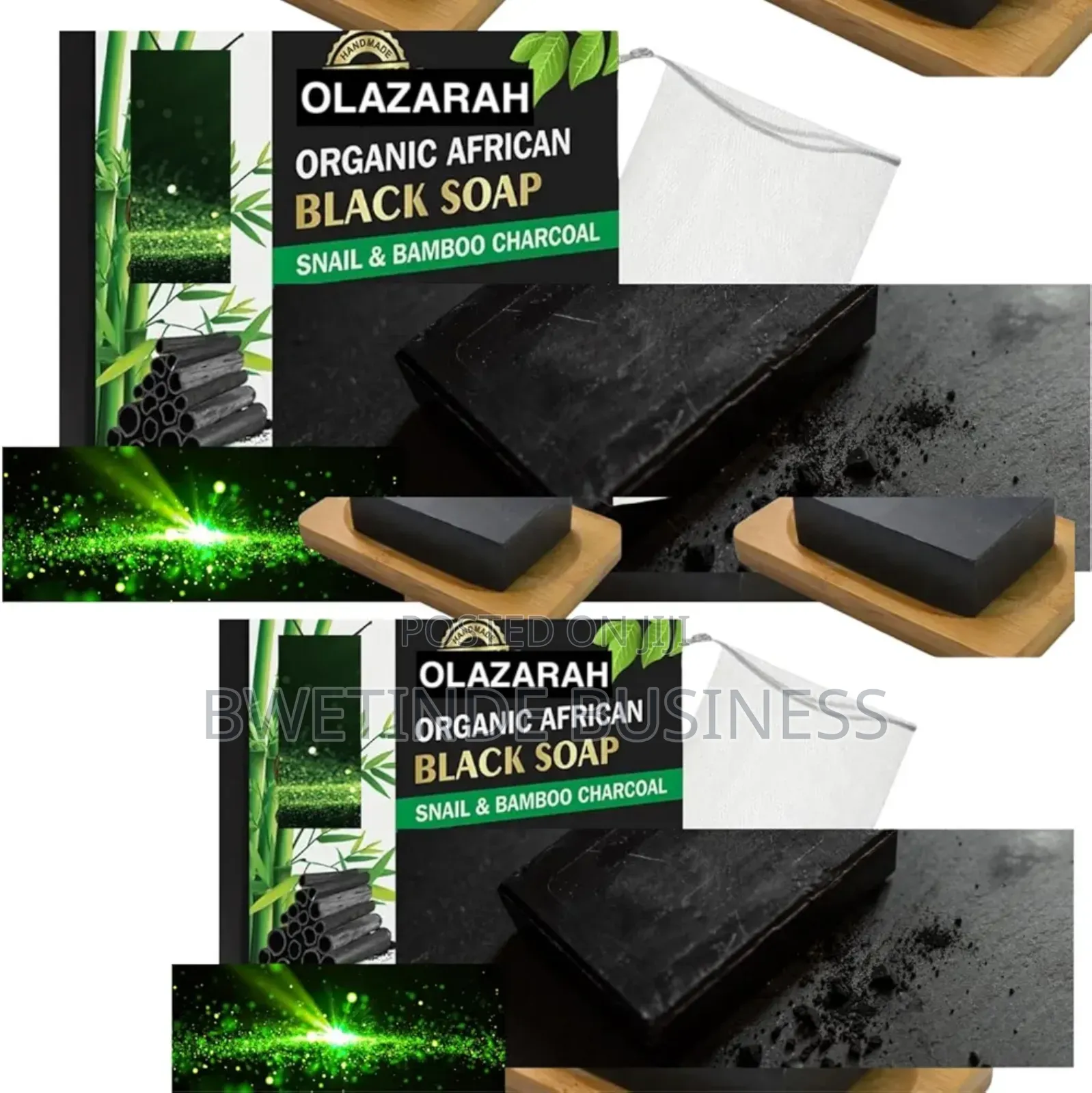 Natural African Black Soap /Snail Bamboo Charcoal, Moisturizing