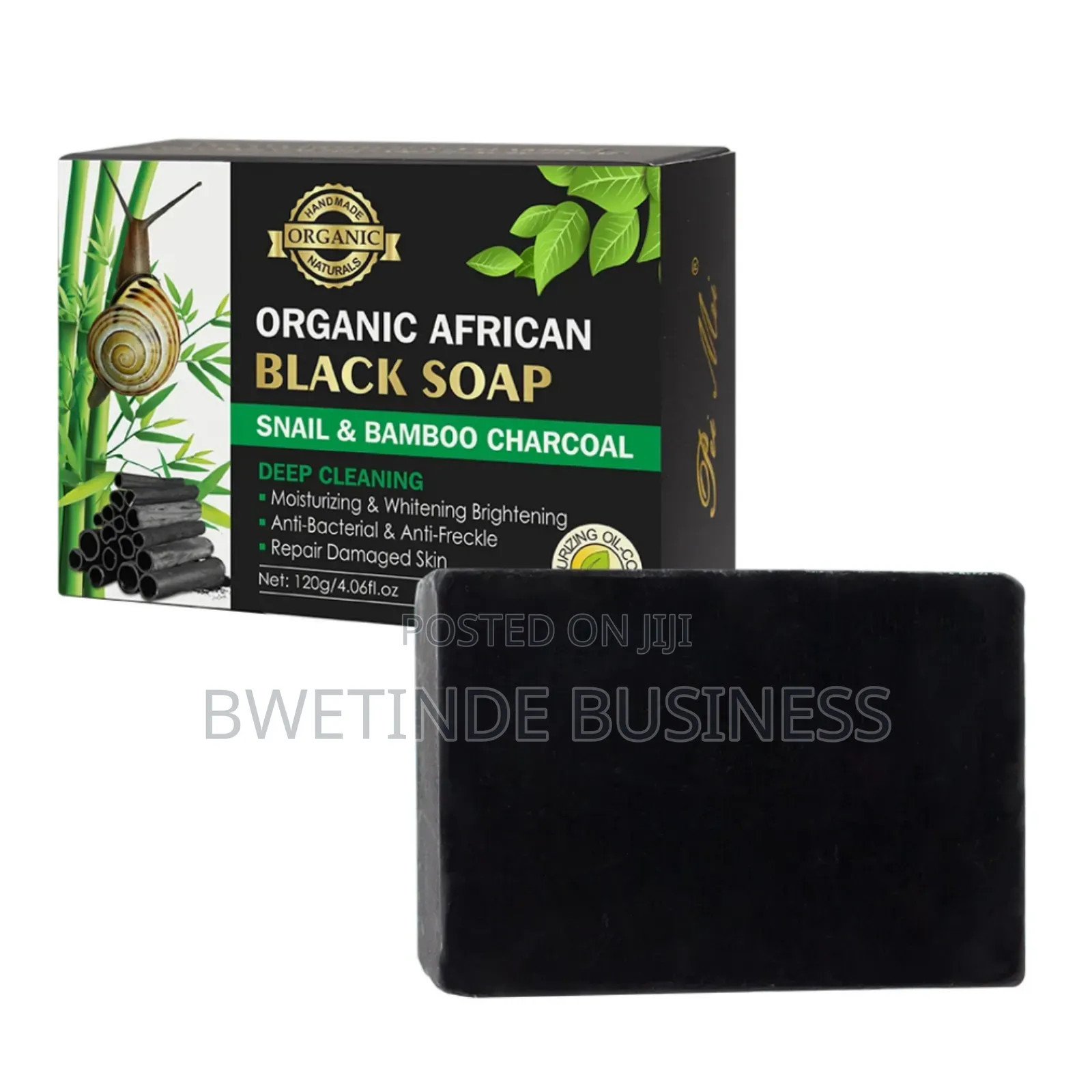 Natural African Black Soap /Snail Bamboo Charcoal, Moisturizing