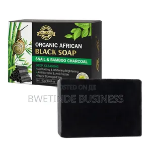 Natural African Black Soap /Snail Bamboo Charcoal, Moisturizing