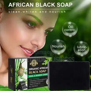 Natural African Black Soap /Snail Bamboo Charcoal, Moisturizing