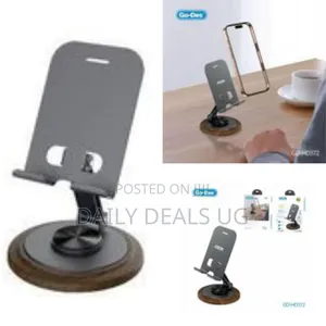 Go-Des Aluminum Alloy Foldable Mobile Phone Stand With Wood Grain Base
