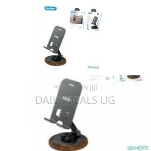 Go-Des Aluminum Alloy Foldable Mobile Phone Stand With Wood Grain Base