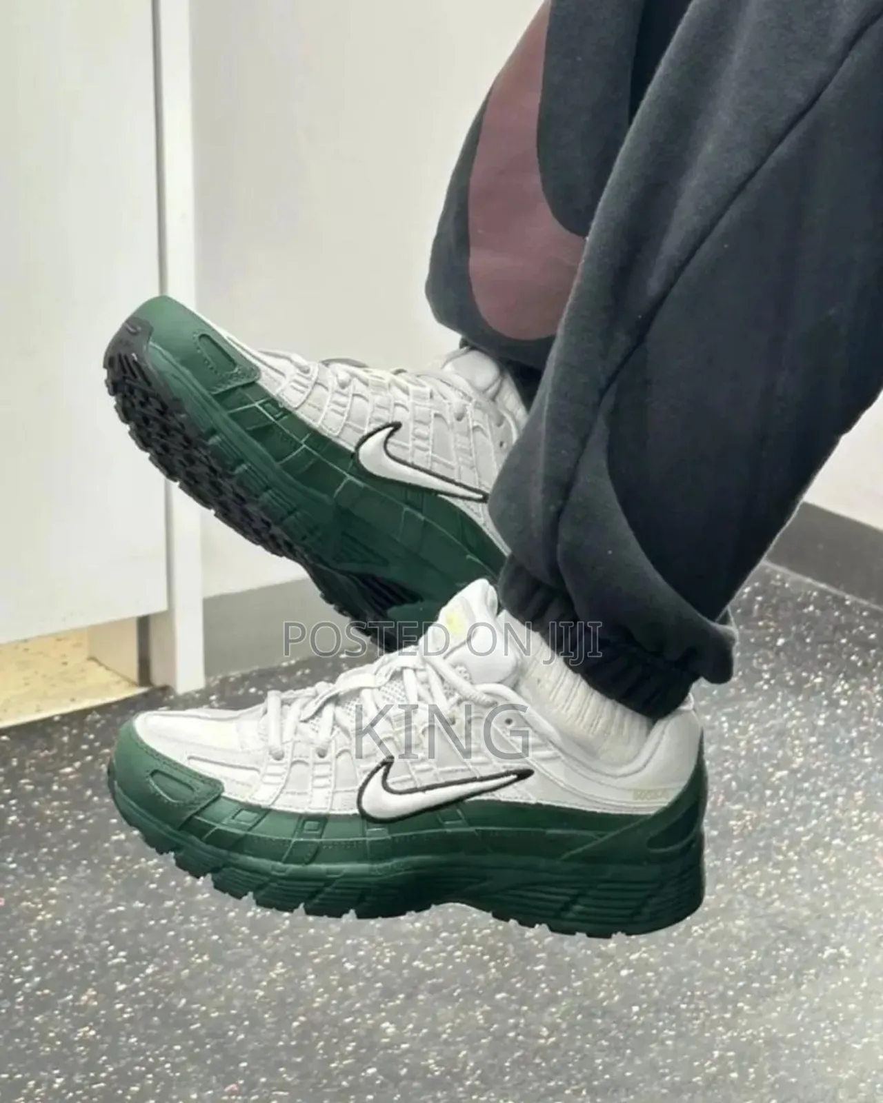 Nike P-6000 PRM Sneaker in the "Vast Grey/Fir Green" Colorway.