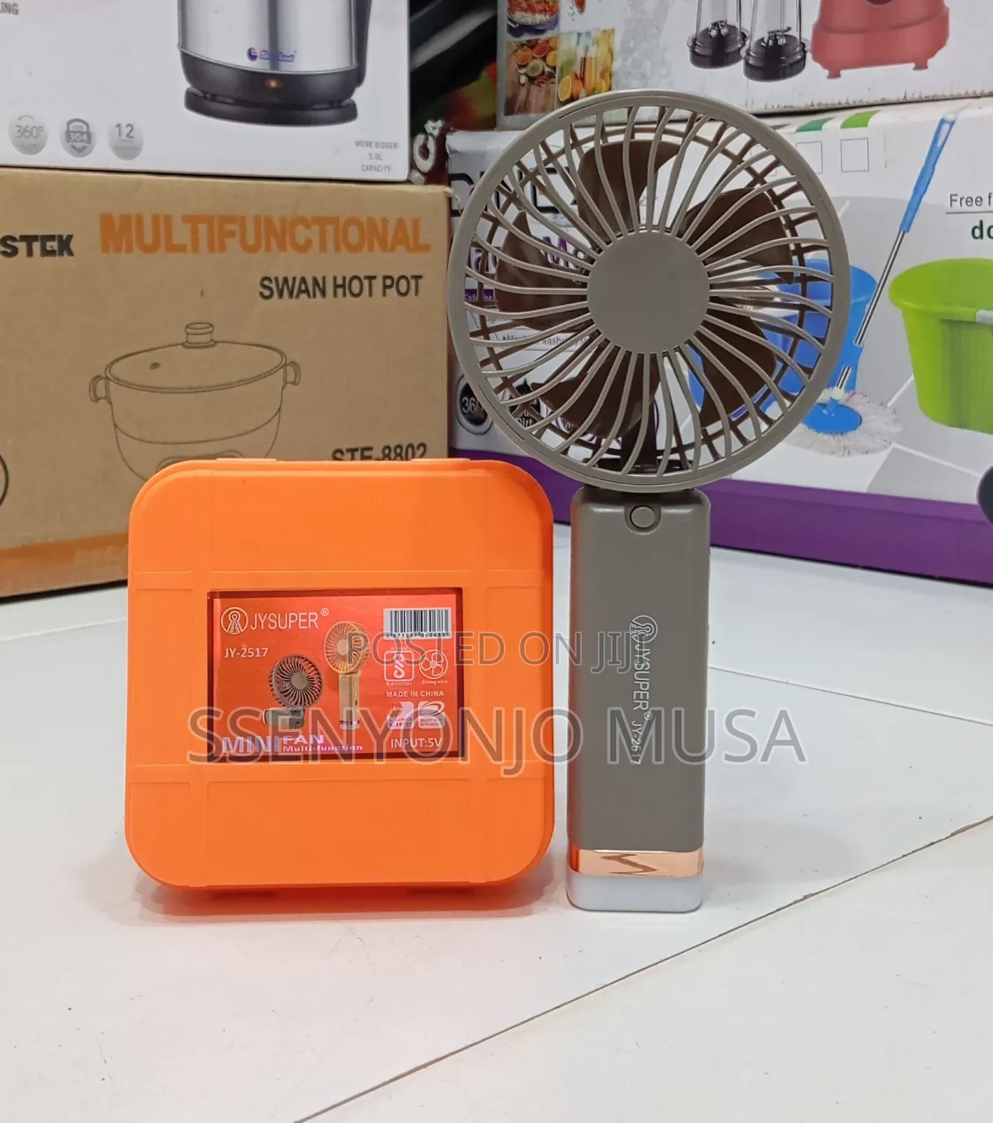 Mini Rechargeable Hand Fan With Led Light – Foldable Usb Fan, 3 Speed.