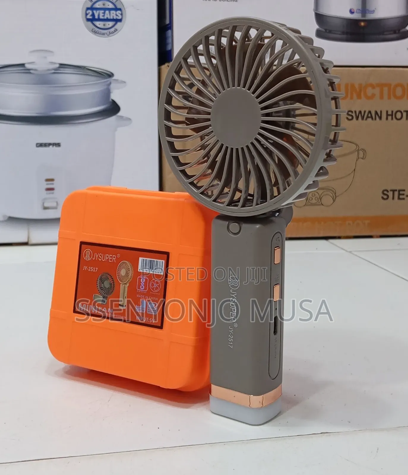 Mini Rechargeable Hand Fan With Led Light – Foldable Usb Fan, 3 Speed.
