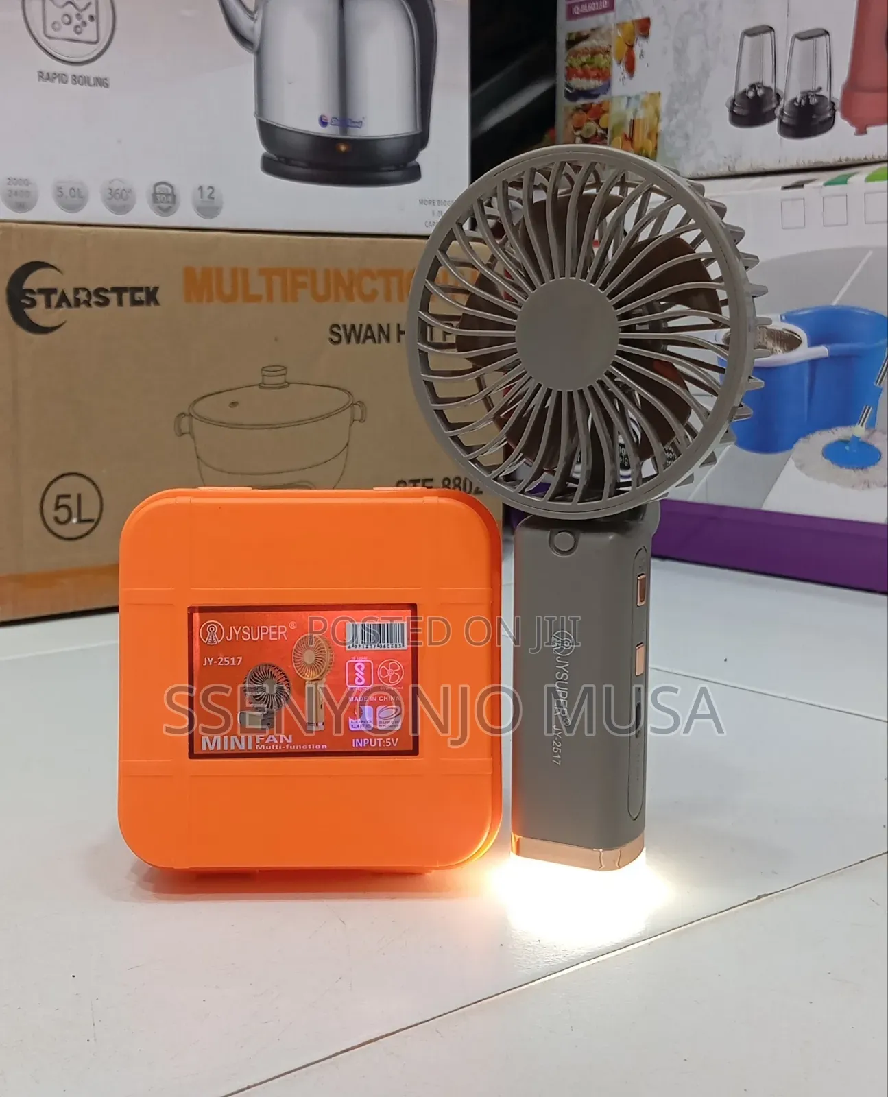Mini Rechargeable Hand Fan With Led Light – Foldable Usb Fan, 3 Speed.
