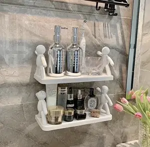 A Set of Wall Mounted Plastic Shelves for Bathrooms and Kitchen