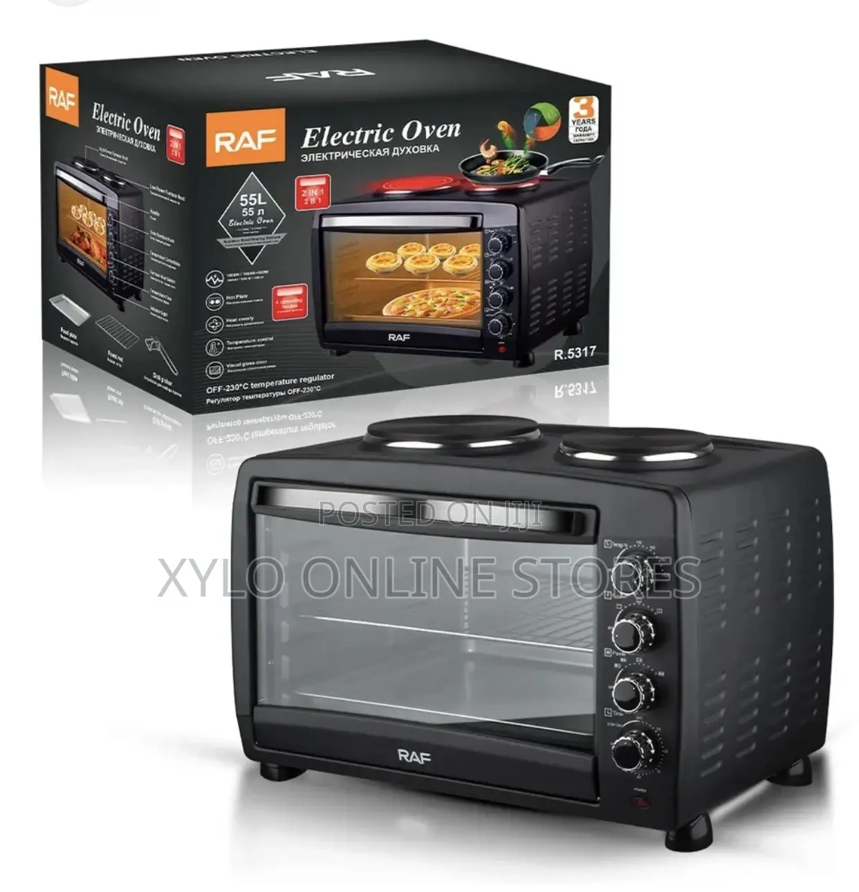 Raf Electric Oven 55l With 2 Hot Plates Model R.5317