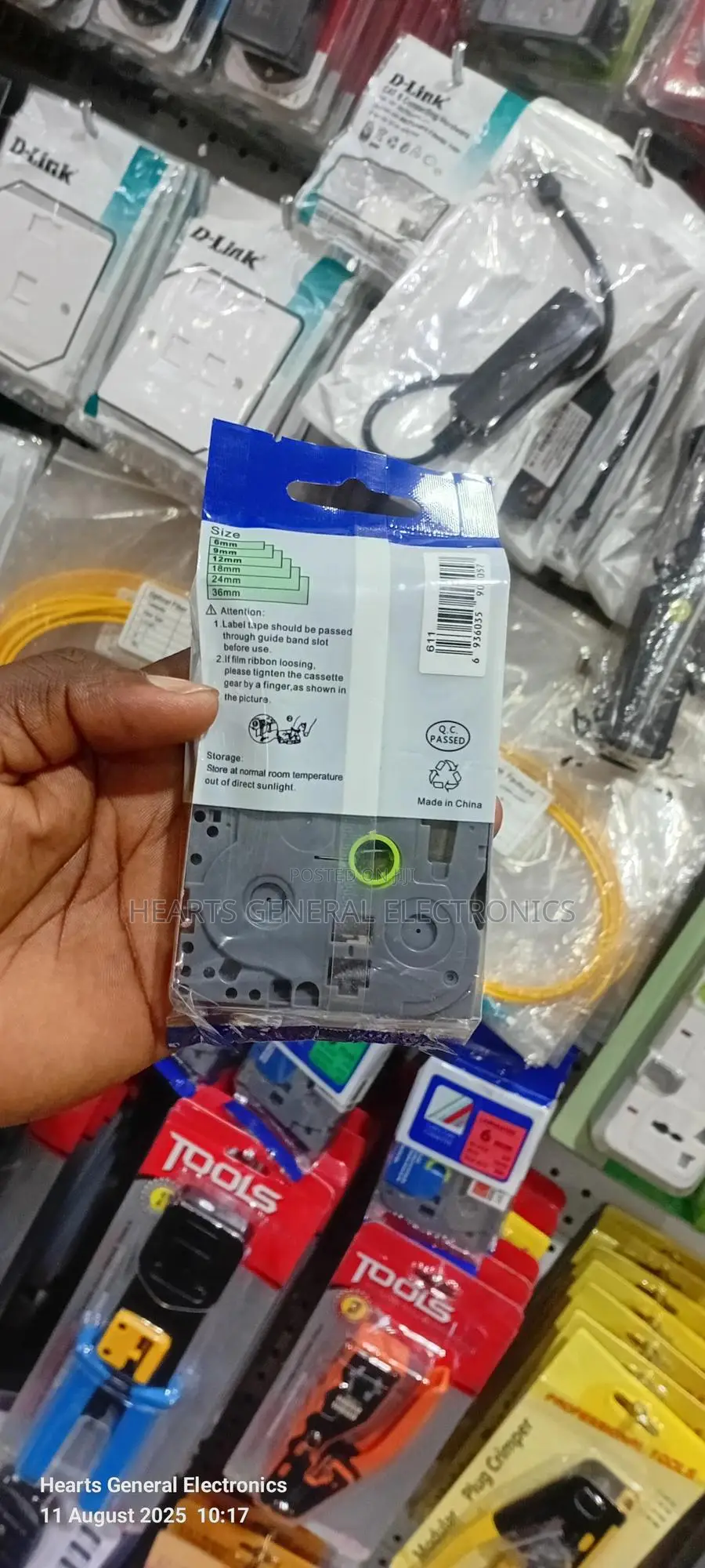 Brother Tze-611 Label Printer Tape ( Black on Yellow 6mm )