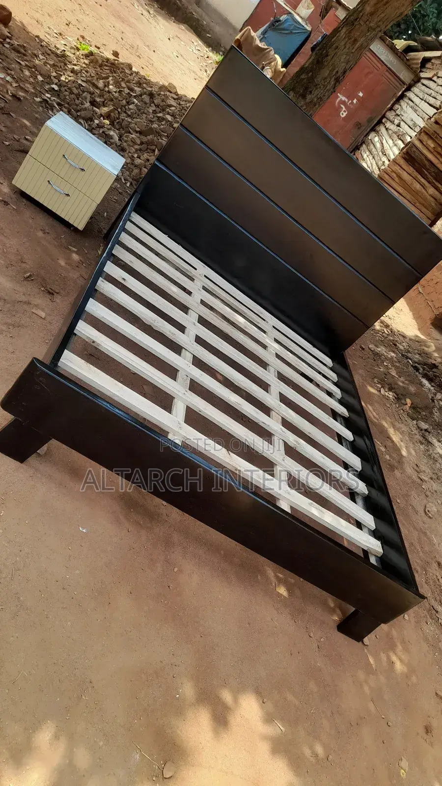 5x6 Flat Bed Well Finished In Black And A Bedside Drawer