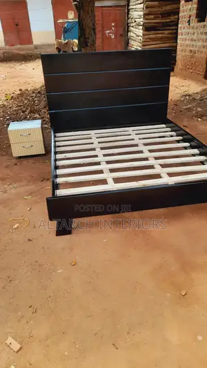 5x6 Flat Bed Well Finished In Black And A Bedside Drawer
