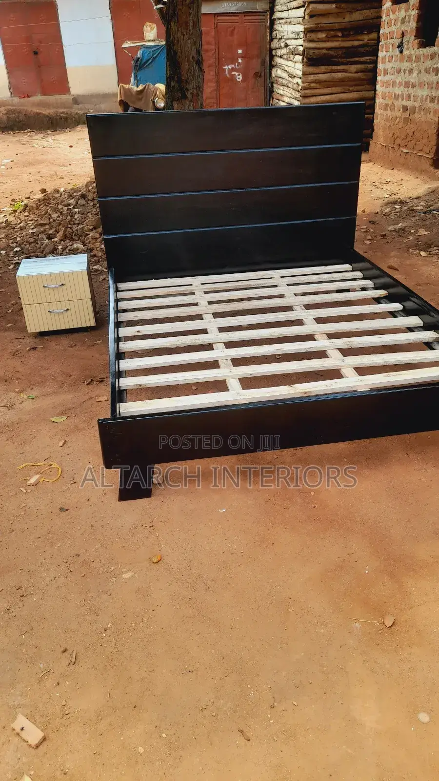 5x6 Flat Bed Well Finished In Black And A Bedside Drawer