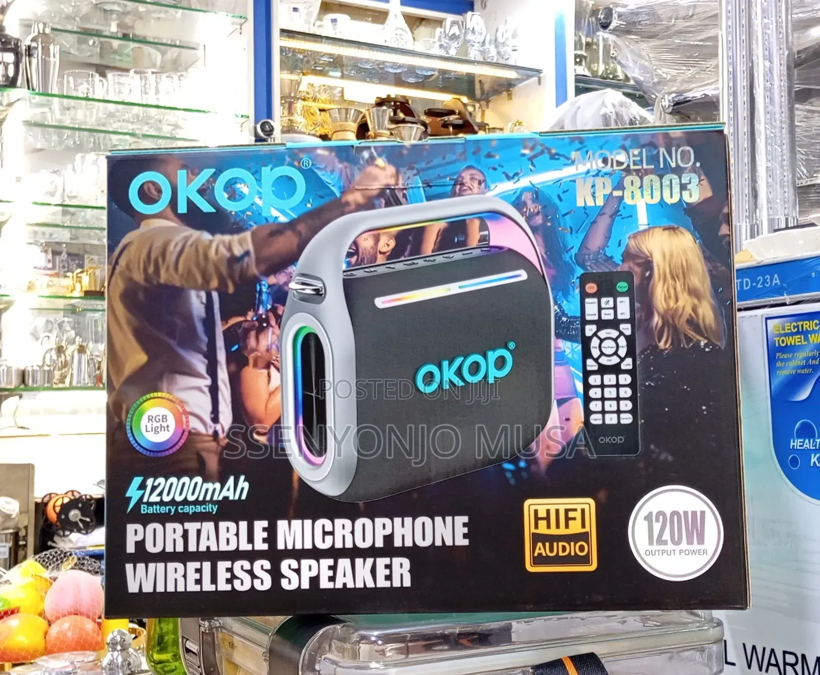 Okop Kp-8003 Portable Wireless Speaker With Microphone–120w Hifi Audio
