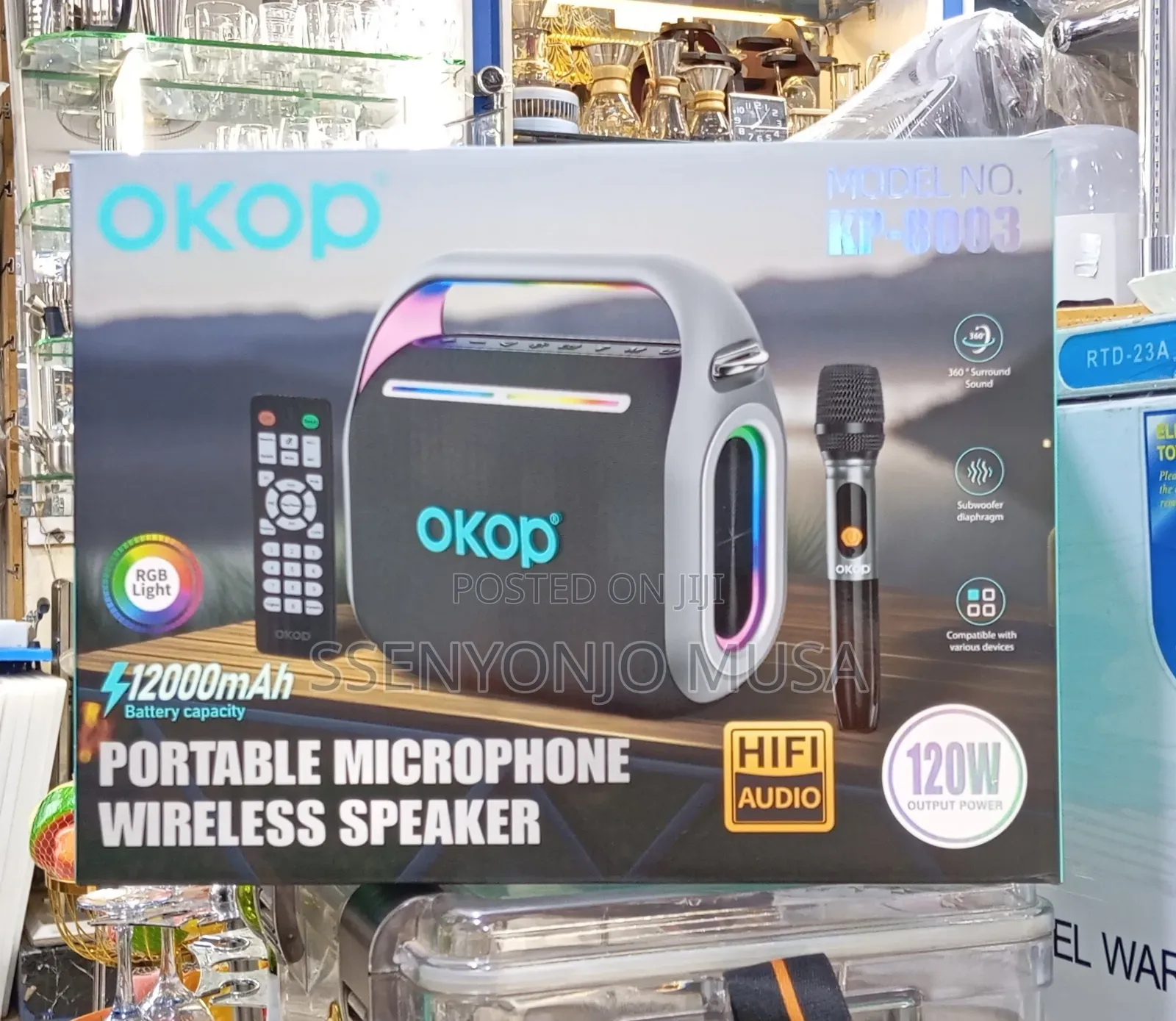 Okop Kp-8003 Portable Wireless Speaker With Microphone–120w Hifi Audio
