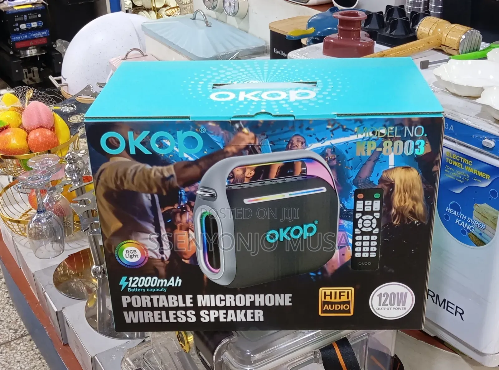 Okop Kp-8003 Portable Wireless Speaker With Microphone–120w Hifi Audio