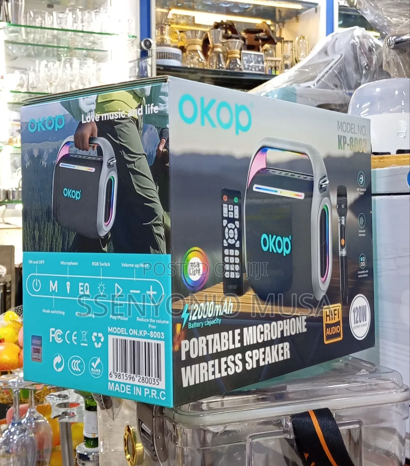 Okop Kp-8003 Portable Wireless Speaker With Microphone–120w Hifi Audio