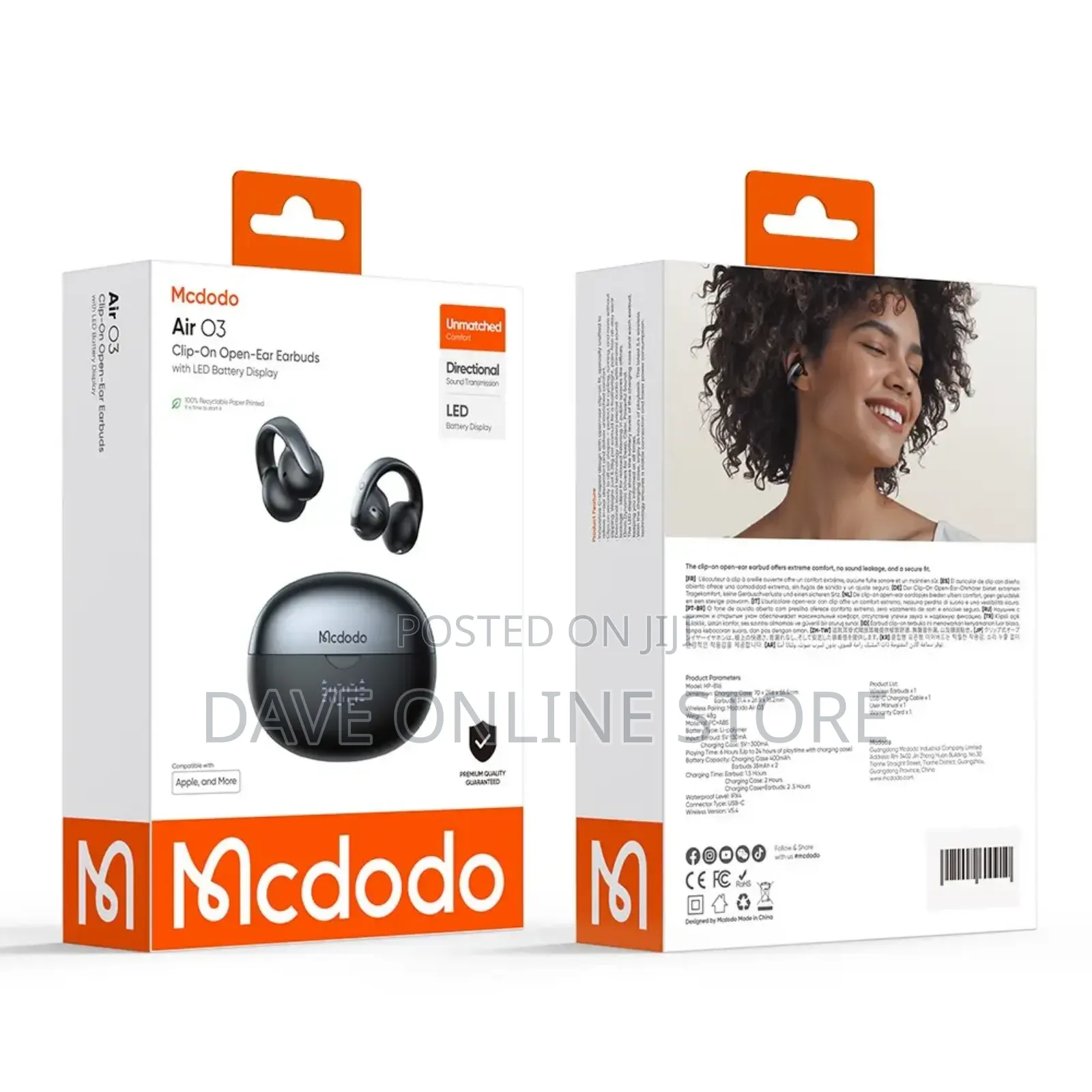 McDodo Air O3 Series Clip-on TWS Earbuds With Super Clear Bass Boost -