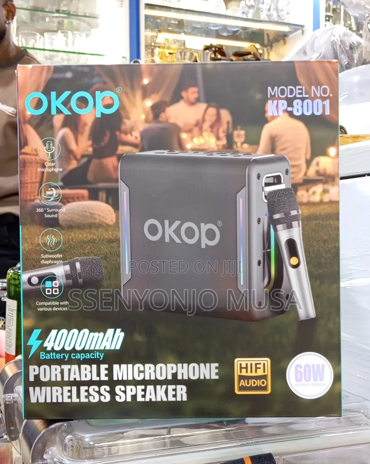 Okop Kp-8001 Portable Wireless Speaker With Microphone – 60w Hifi