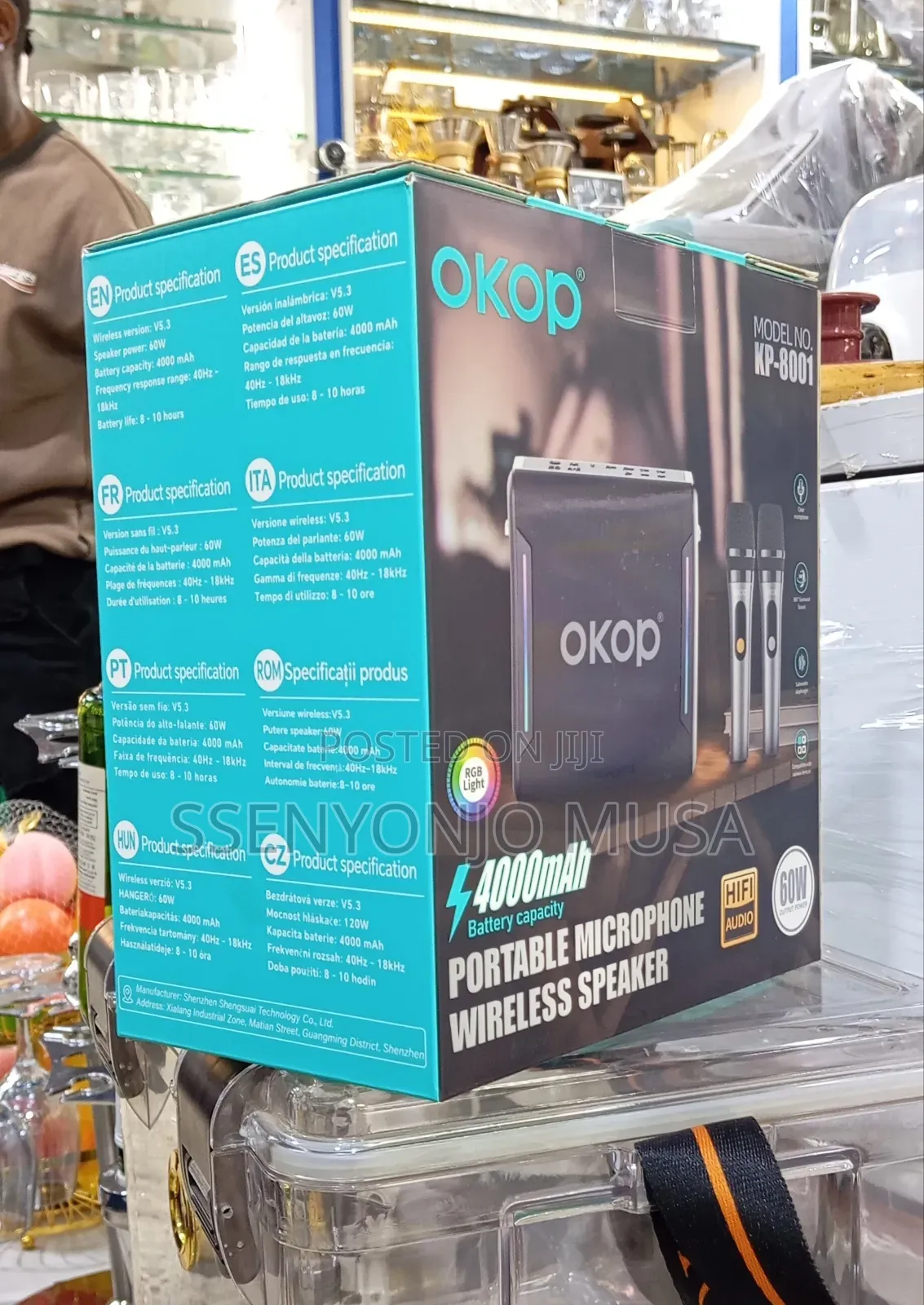 Okop Kp-8001 Portable Wireless Speaker With Microphone – 60w Hifi