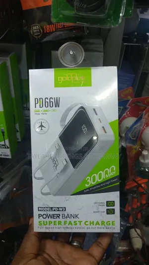 66w Goldplus 30000mah Super Fast Charging Power Bank - Black/White