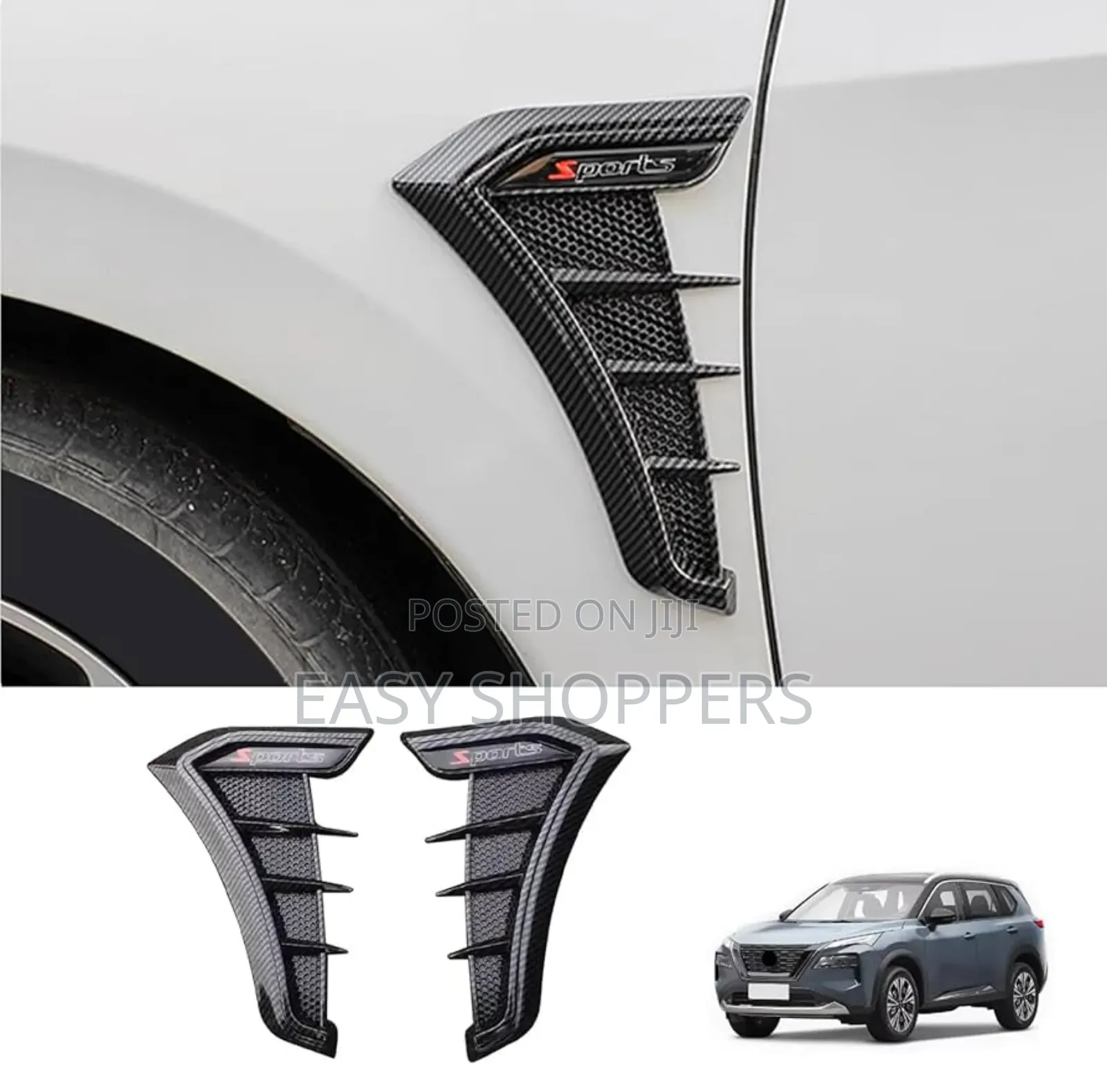 2pcs Car Fender Carbon Fiber Car Side Fender Vent Cover Trim.