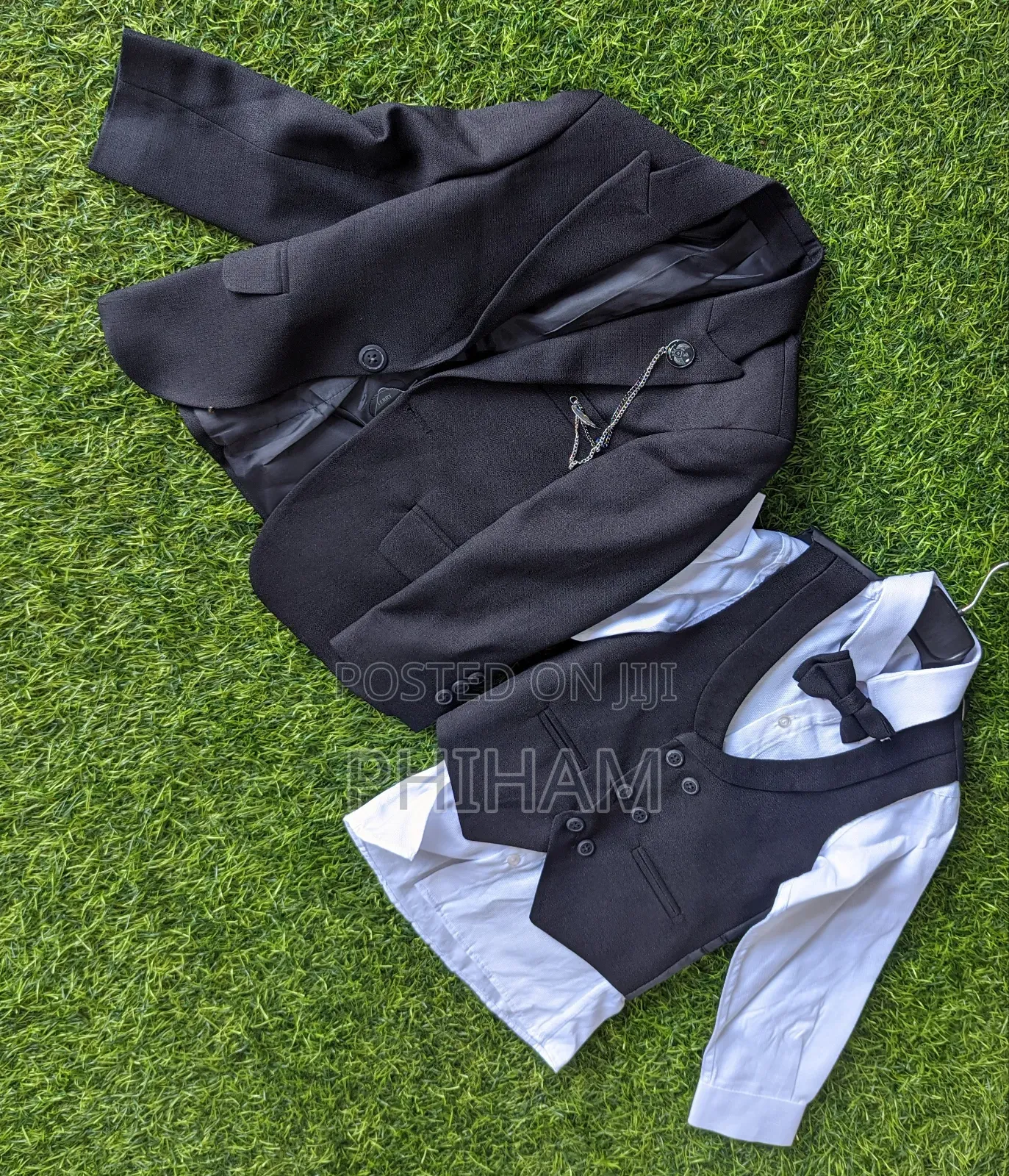 Kids Black Turkey Suit With Achain