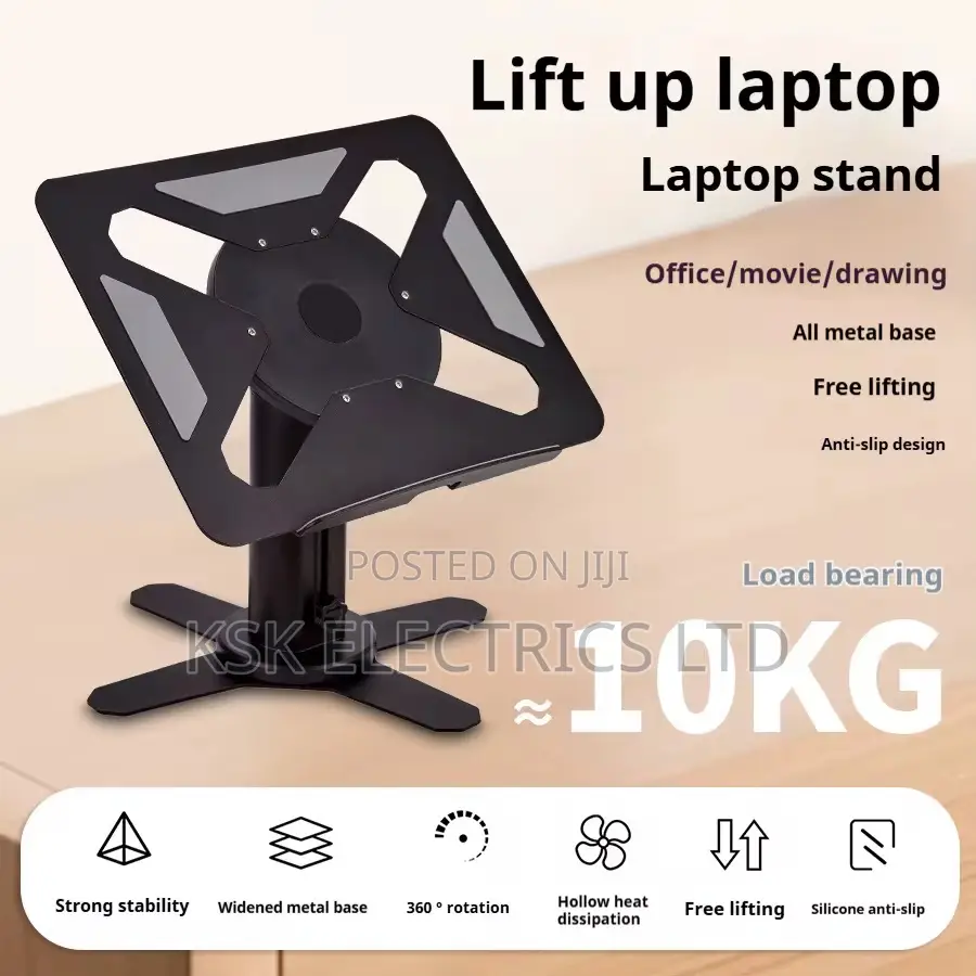 360-Degree Rotatable Base Height and Angle Adjustable Laptop Stand