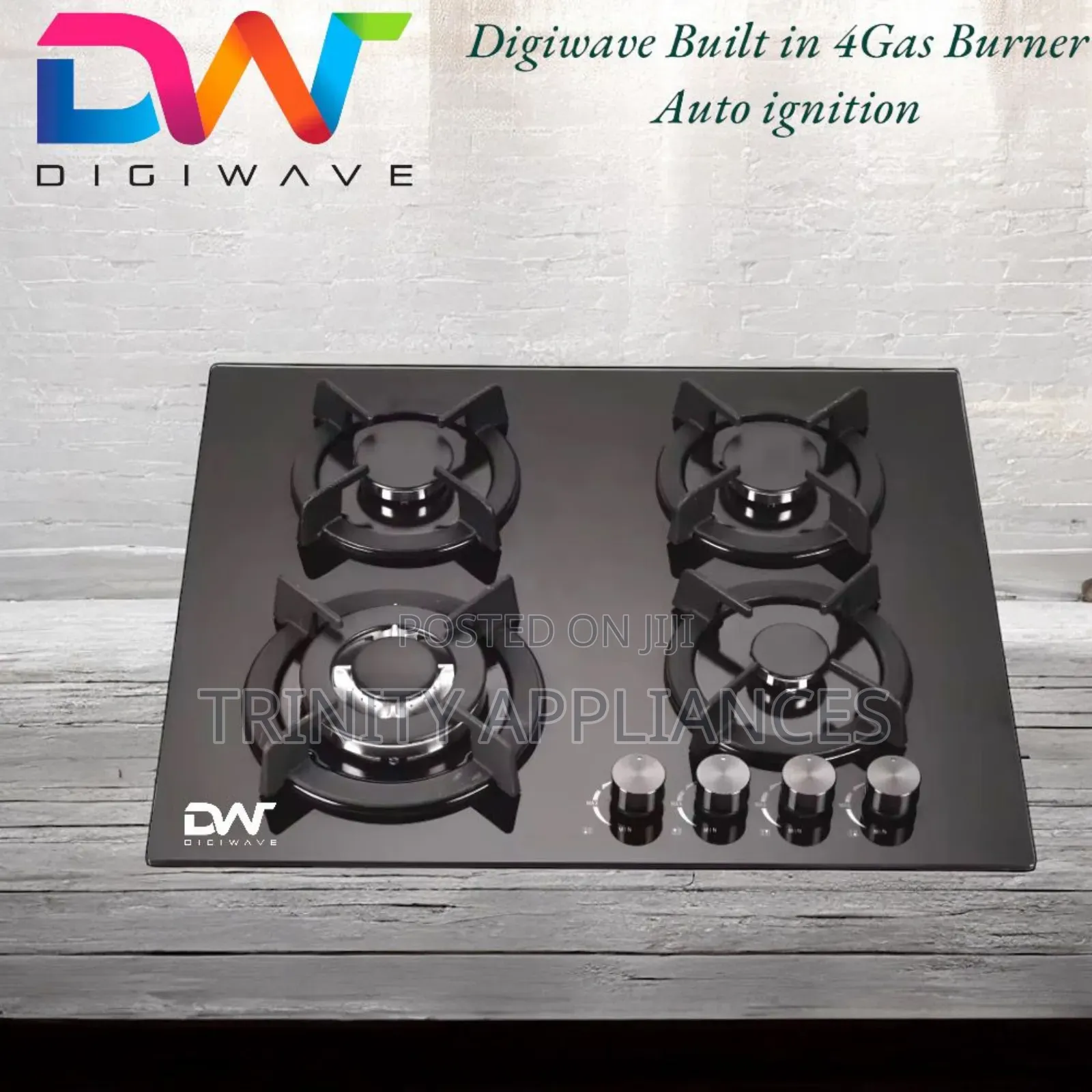 Digiwave 4 Burner Built in Gas Cooker Tempered Glass