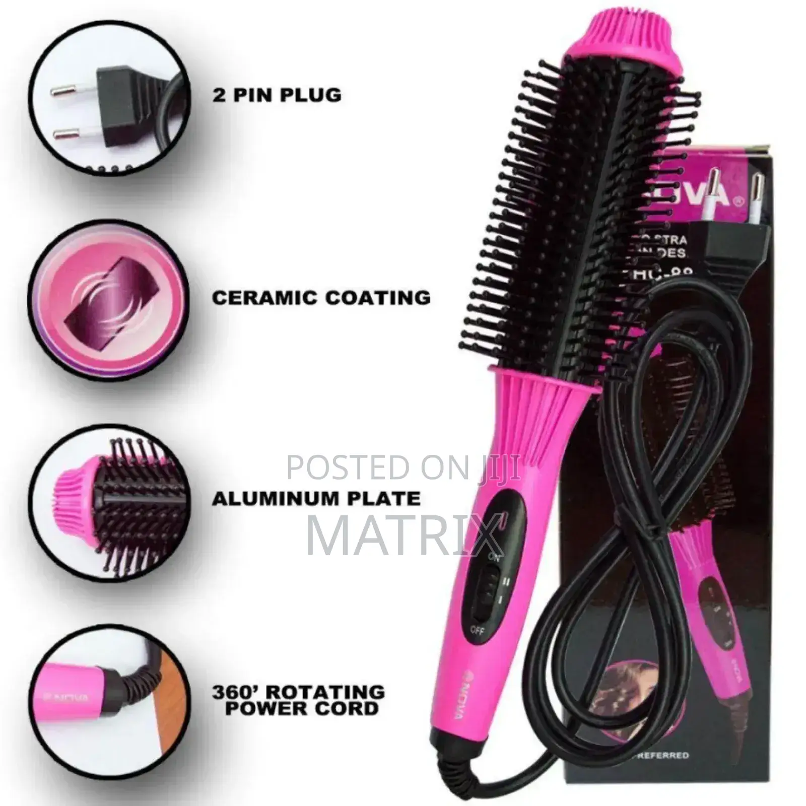 Nova 2-in-1 Electric Hair Styling Brush a Straightener and a Curler