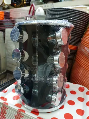 Rotating Spice Rack With Multiple Jars.