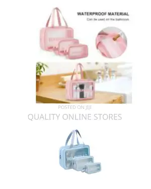 3 Translucent Storage Cosmetic Bags, Make Up Bag for Home Travel