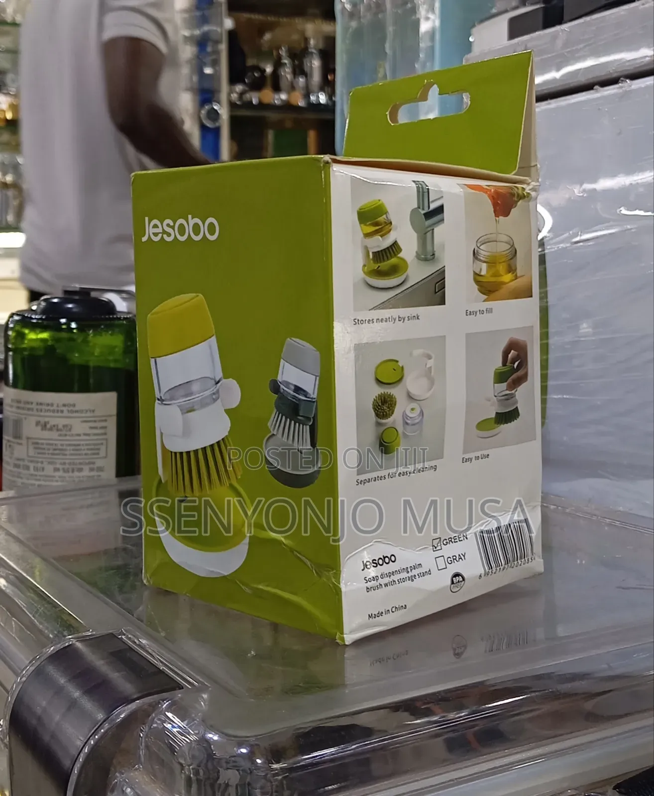 Jesobo Soap-dispensing Palm Brush With Storage Stand
