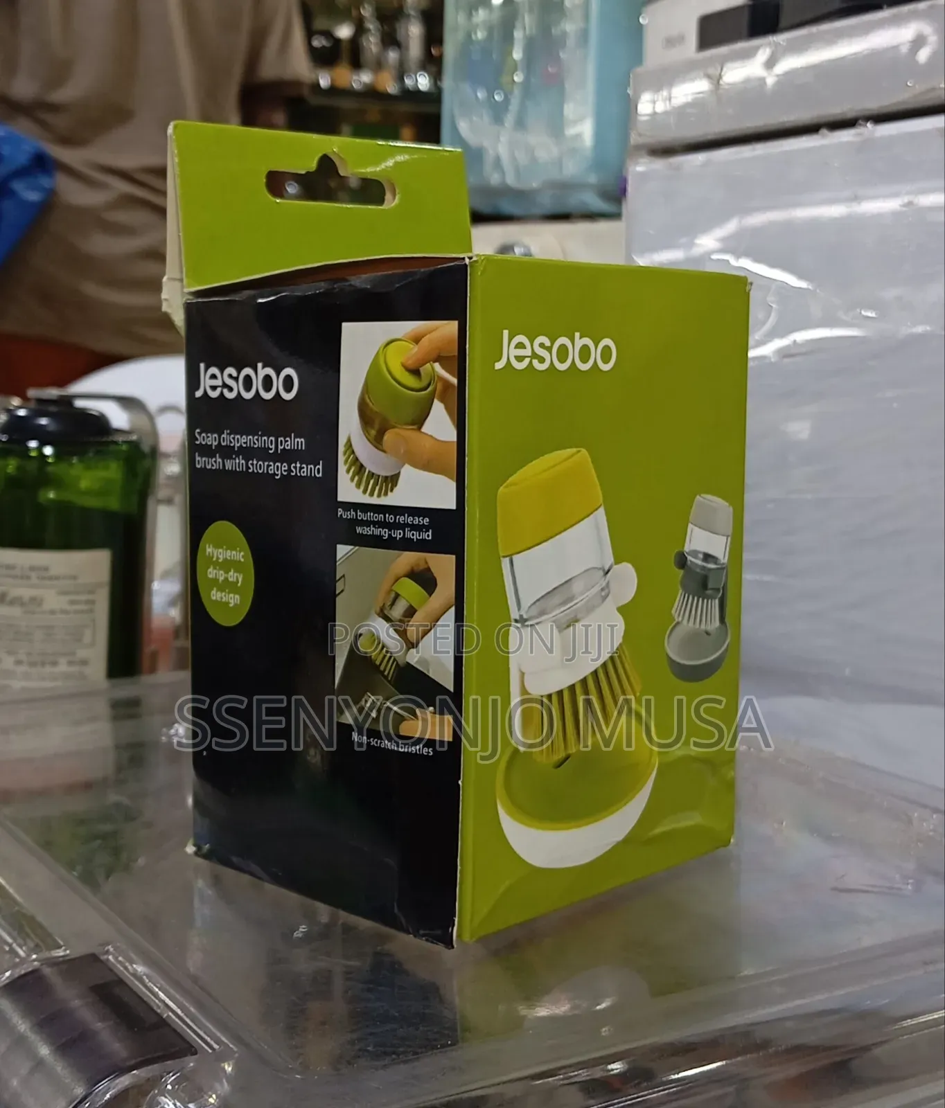 Jesobo Soap-dispensing Palm Brush With Storage Stand