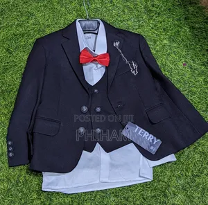 Kids Black Suit With Red Bow Tie
