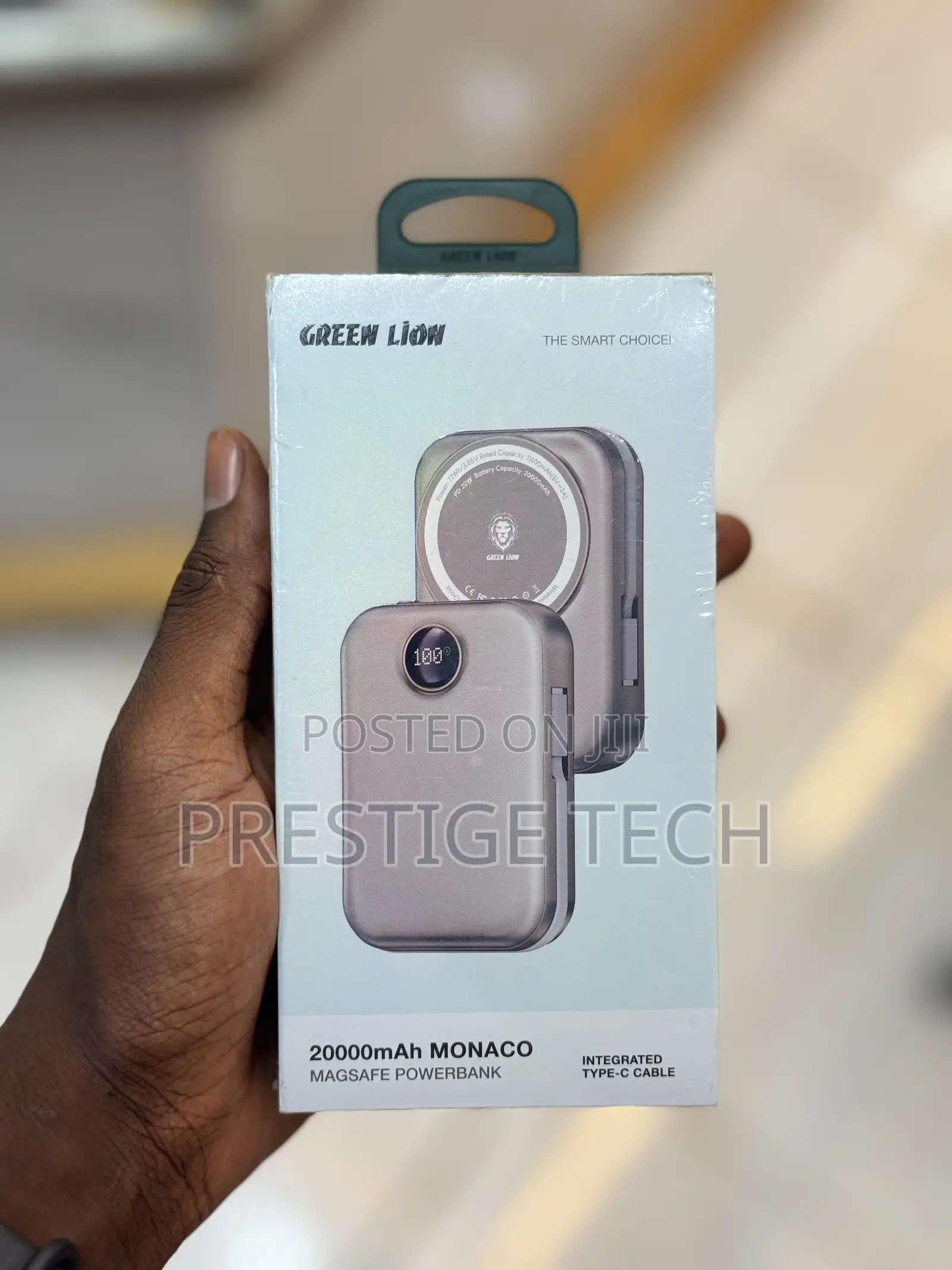 Green Lion Monaco Magsafe Power Bank 20000mah, Type C Inbuilt Cable