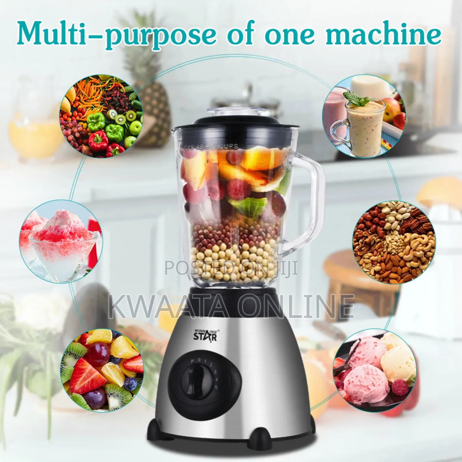 1.5l Winning Star 350w Juicer St-5572 Glass Cup 2in1 Electric Blender