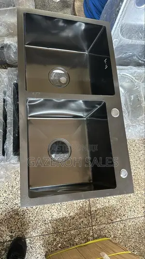 Heavy Duty Double Bowl Sink – Soft Black Silver