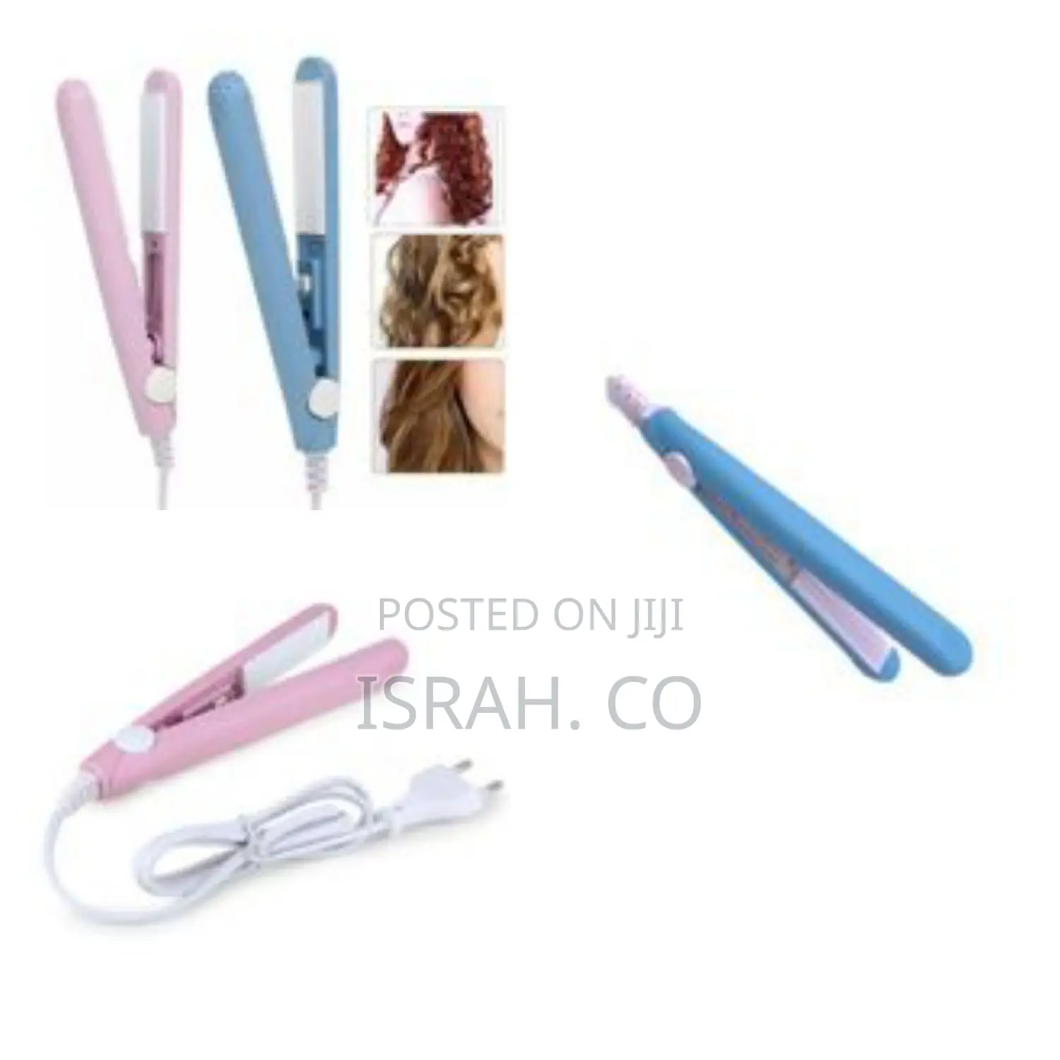 Mini Portable Hair Straightener Curling Iron,Color May Vary